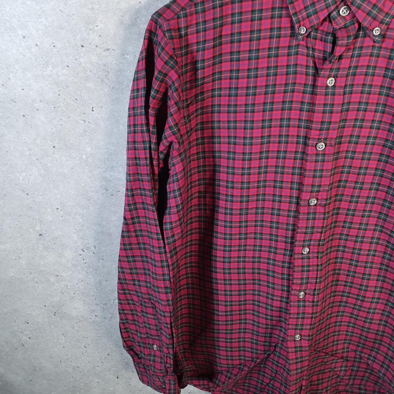 Vintage Ralph Lauren Button Down Shirt Men’s Small Burgundy Checkered Cotton Pony