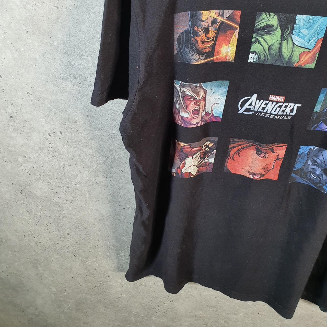 Vintage Marvel Avengers Assemble T Shirt Men’s XL Black Spellout Graphic