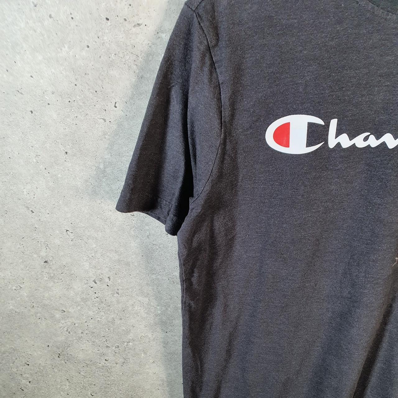 Vintage Champion Spellout Logo T Shirt Mens Small Grey USA Athletic