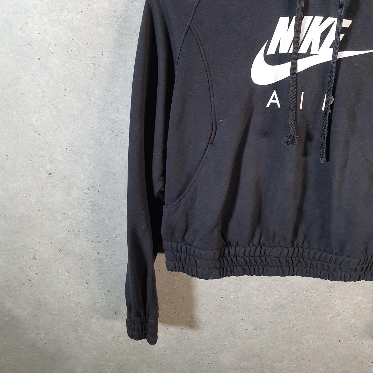 Vintage Nike Air Cropped Hoodie Womens Medium Black Swoosh Y2K Pullover Logo