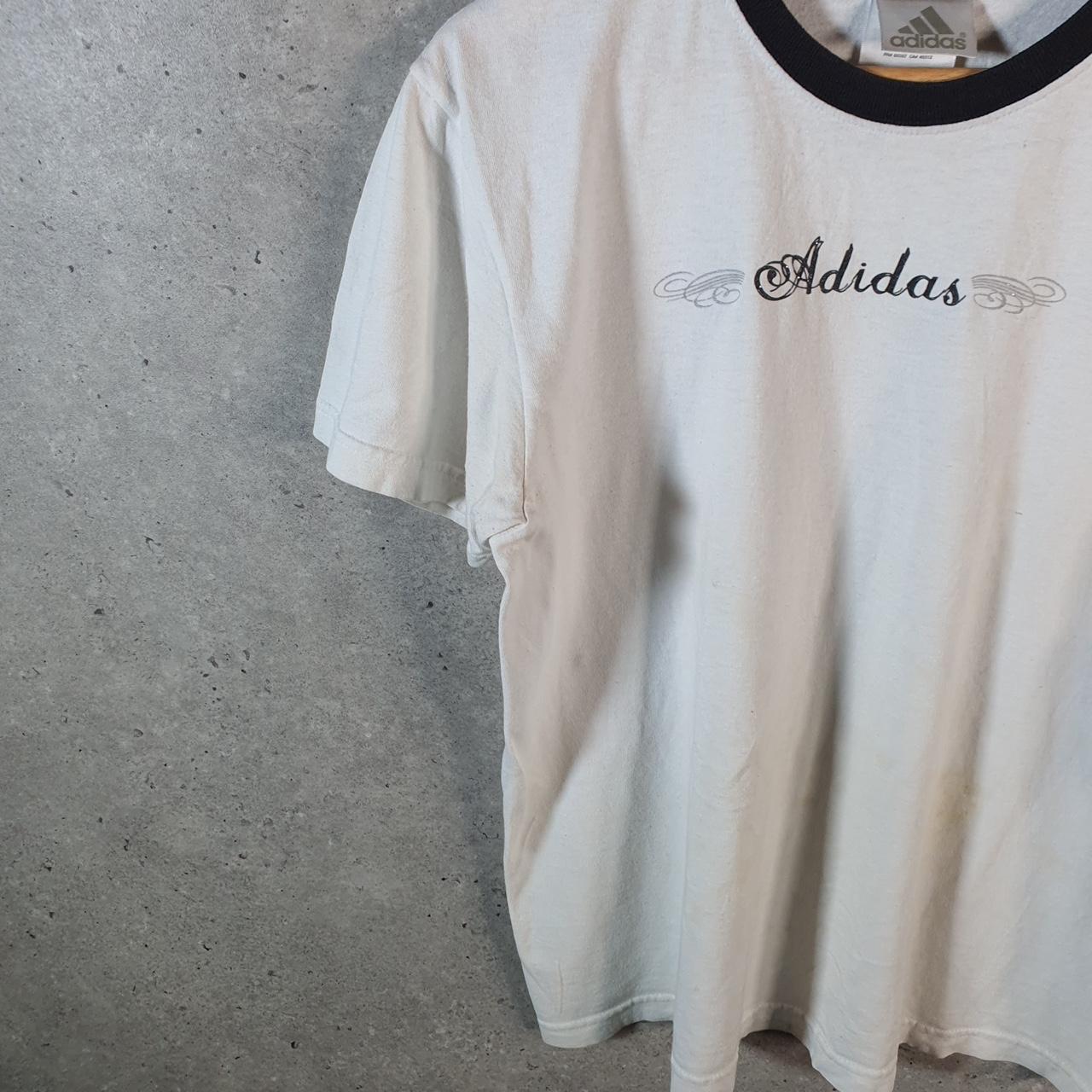 Vintage Adidas Spellout 90s Retro T Shirt Womens Large White Logo Athletic