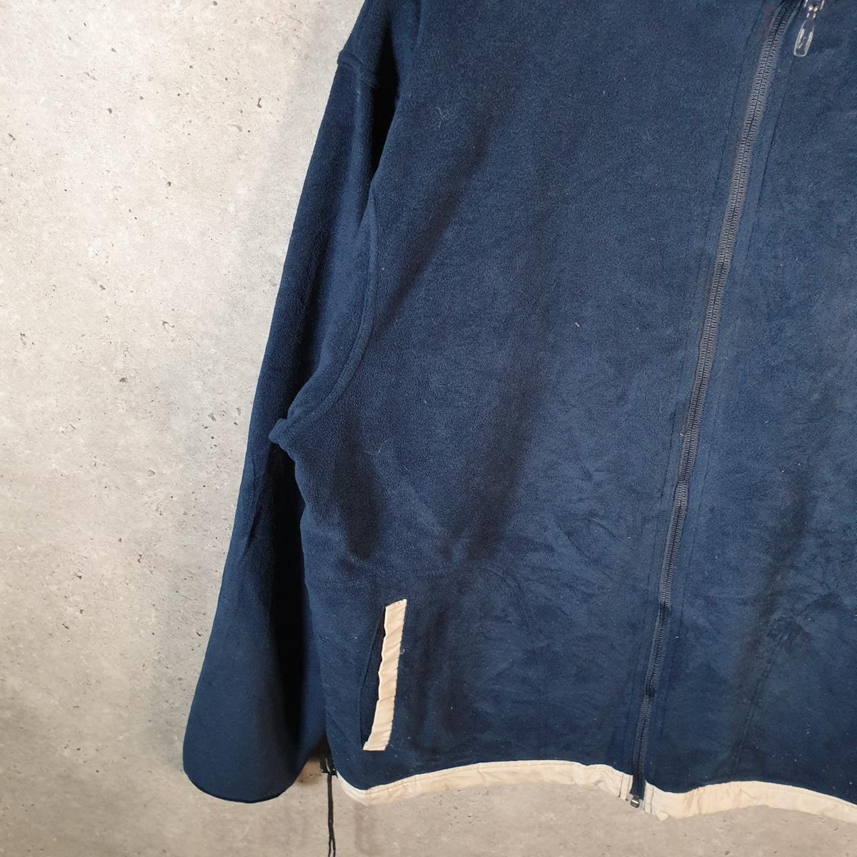 Vintage Reebok Full Zip Fleece Sweatshirt Mens XL Navy Blue Logo Winter