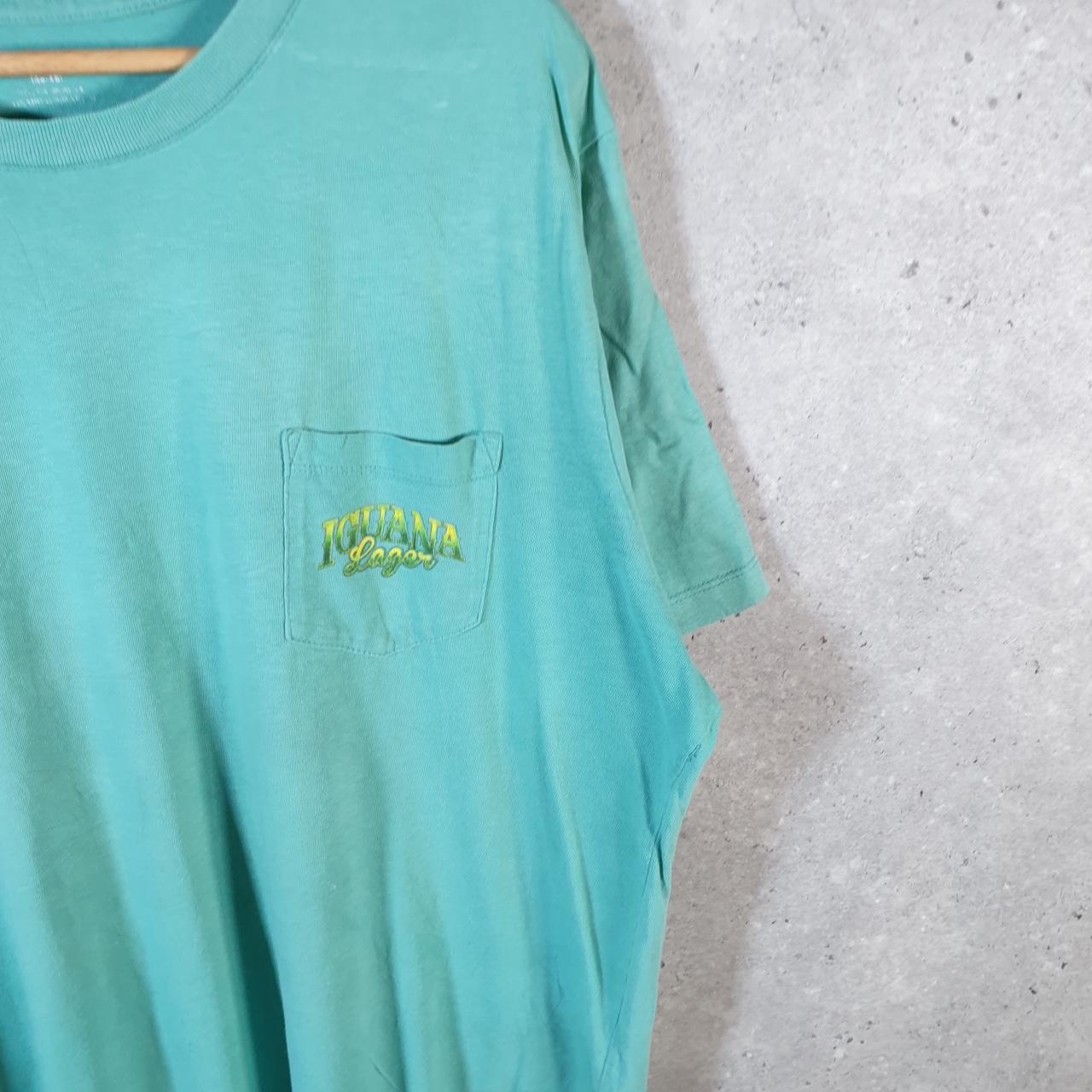 Vintage Iguana Lager Graphic Logo T Shirt Mens XL Blue Print Casual