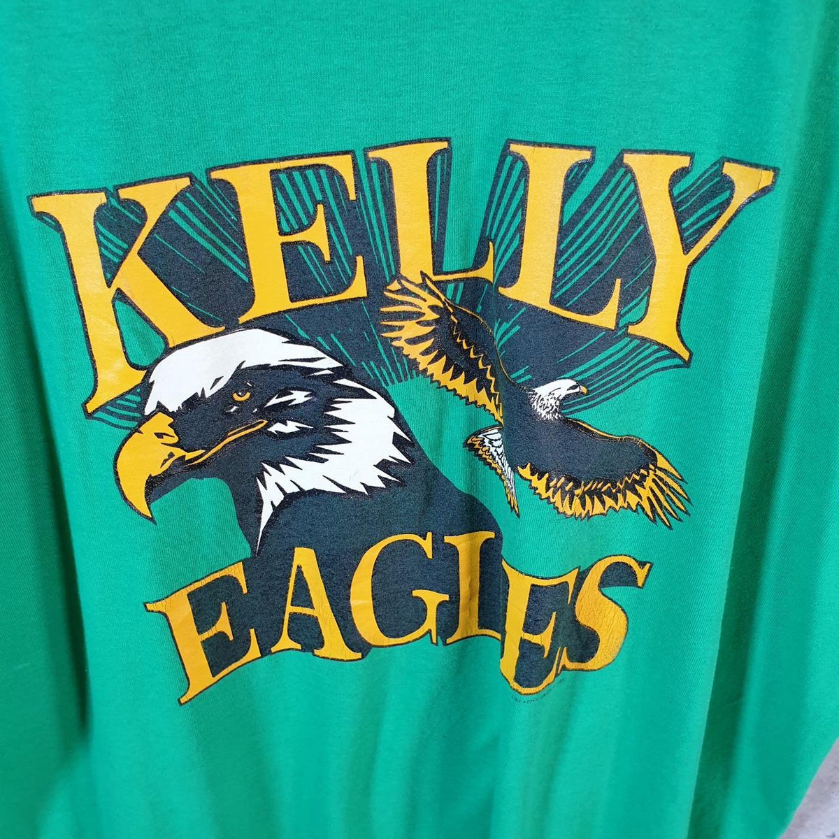 Vintage Fruit of the Loom Kelly Eagles USA 90s Single Stitch T Shirt Men’s Large Green C8787