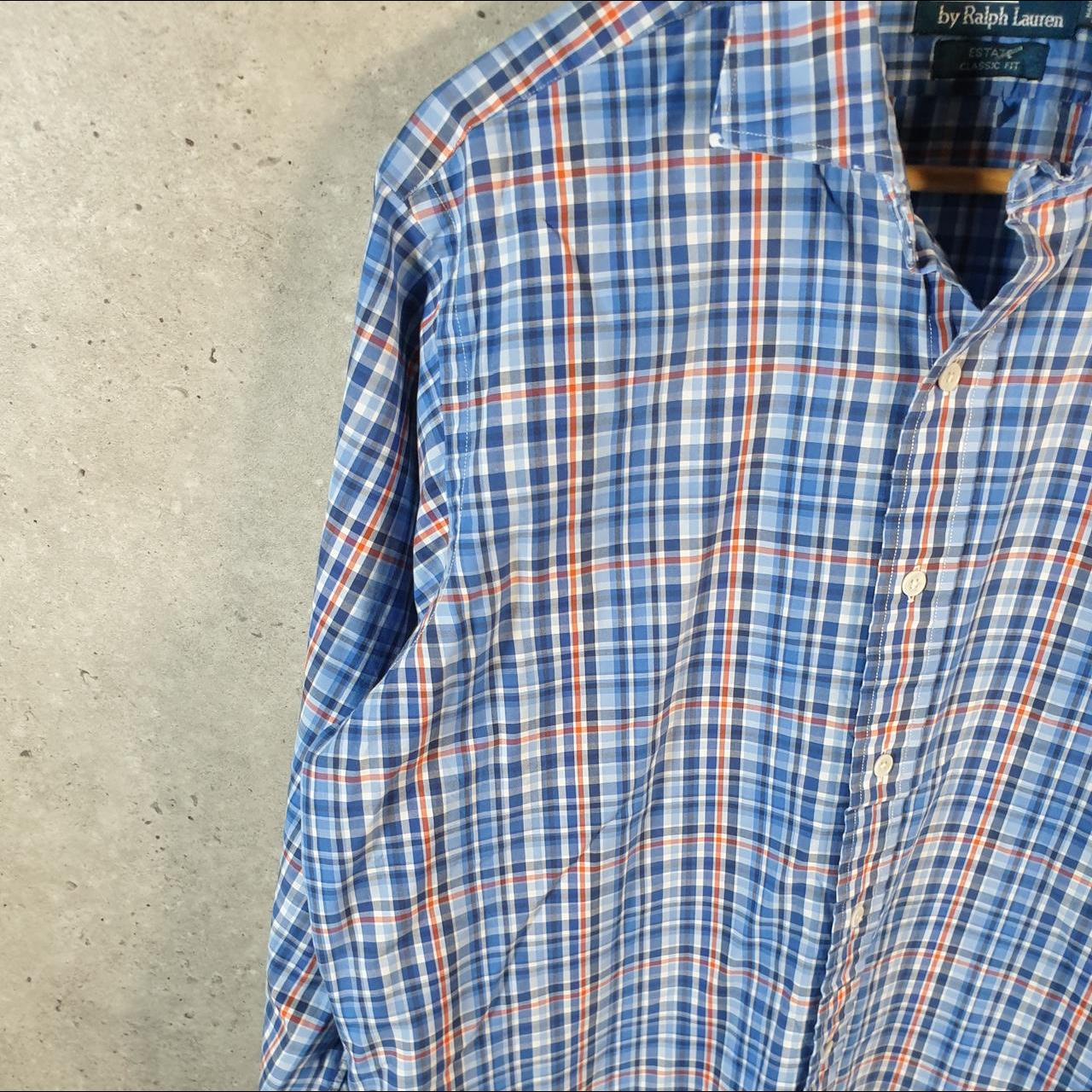 Vintage Ralph Lauren Button Down Shirt Men’s Large Blue Checkered Estate Classic Fit