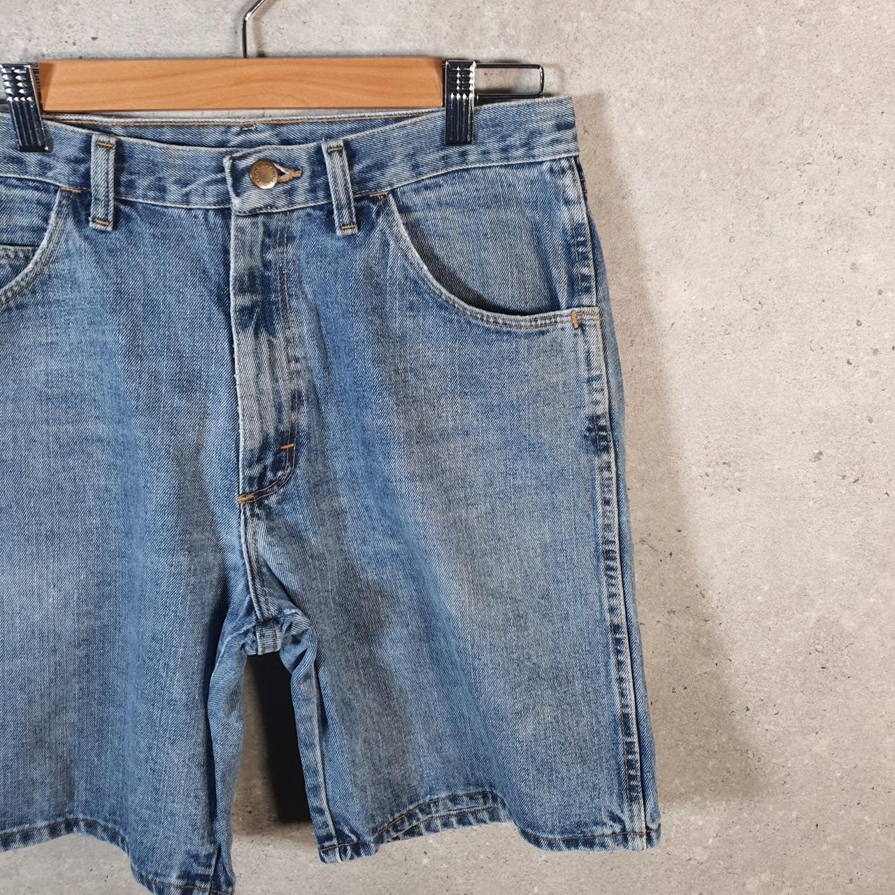 Vintage Wrangler Denim Shorts Jorts Cargo Men’s W30 Relaxed Blue Baggy Cotton