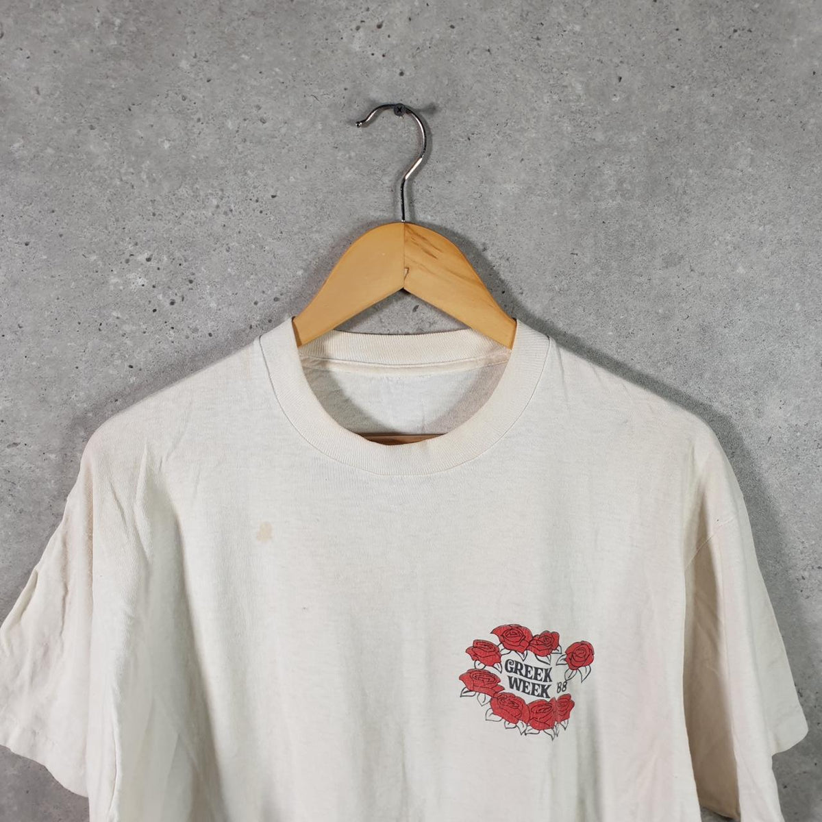 Vintage Greek Week Albion College 1988 Graphic USA Single Stitch T Shirt Men’s Large White Big Fish Vintage