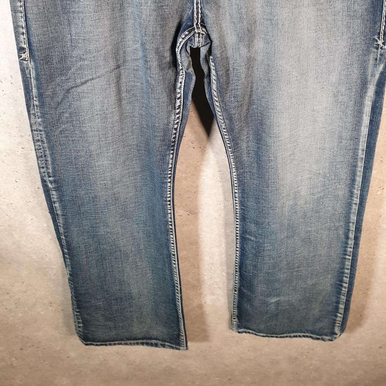 Vintage B Tuff Baggy Y2K Hip Hop Jeans Mens W42 L32 Blue Denim Embroidered Big Fish Vintage