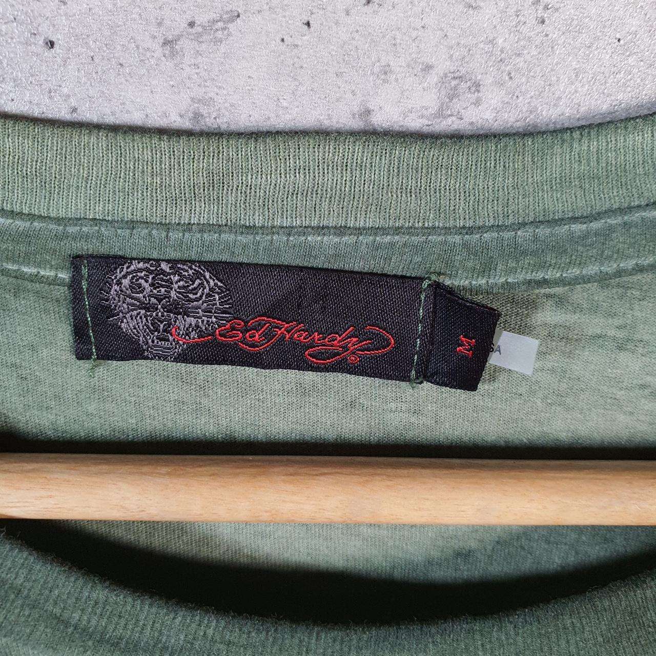 Vintage Ed Hardy T Shirt Men’s Medium Green Christian Audigier Love Heart Graphic Skull Y2K Big Fish Vintage