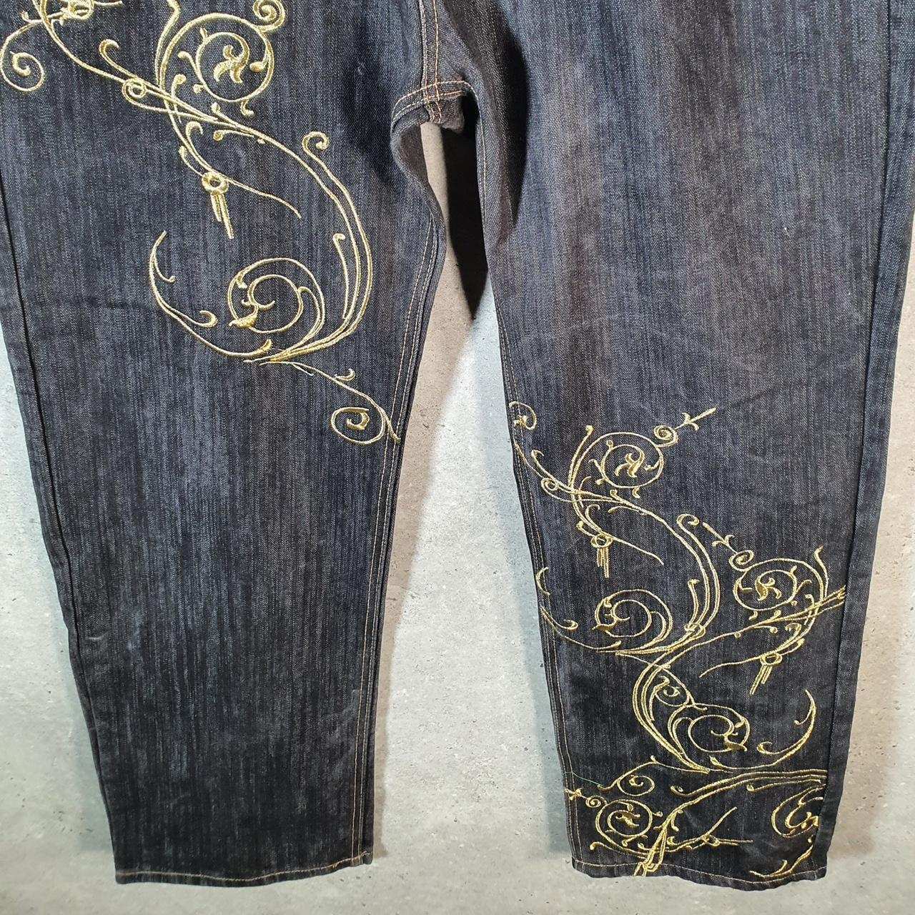 Vintage Imperious Skulls Baggy Y2K Hip Hop Jeans Mens W42 L32 Grey Denim Wide Leg Big Fish Vintage