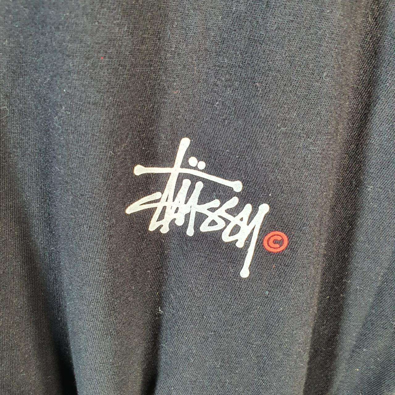 Vintage Stussy Spellout Printed Printed T Shirt Men’s Large Black Graphic Short Sleeve Big Fish Vintage