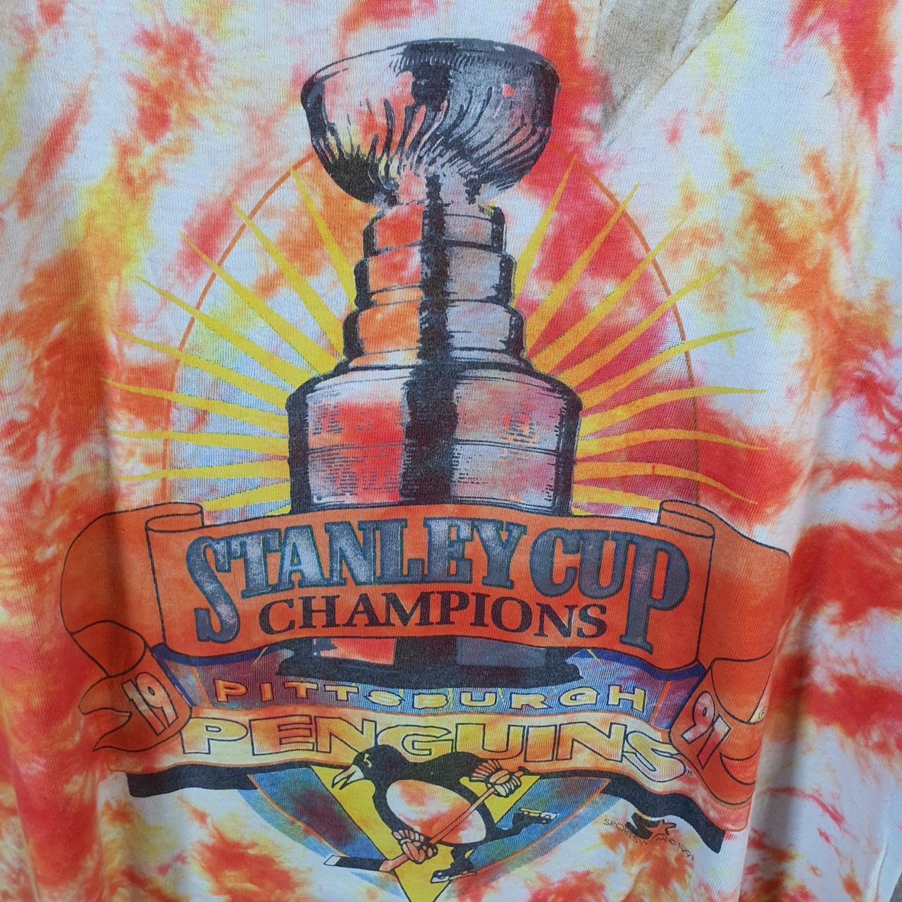 Vintage Fruit Of The Loom 1991 Pittsburgh Penguins Stanley Cup USA Single Stitch T Shirt Men’s L