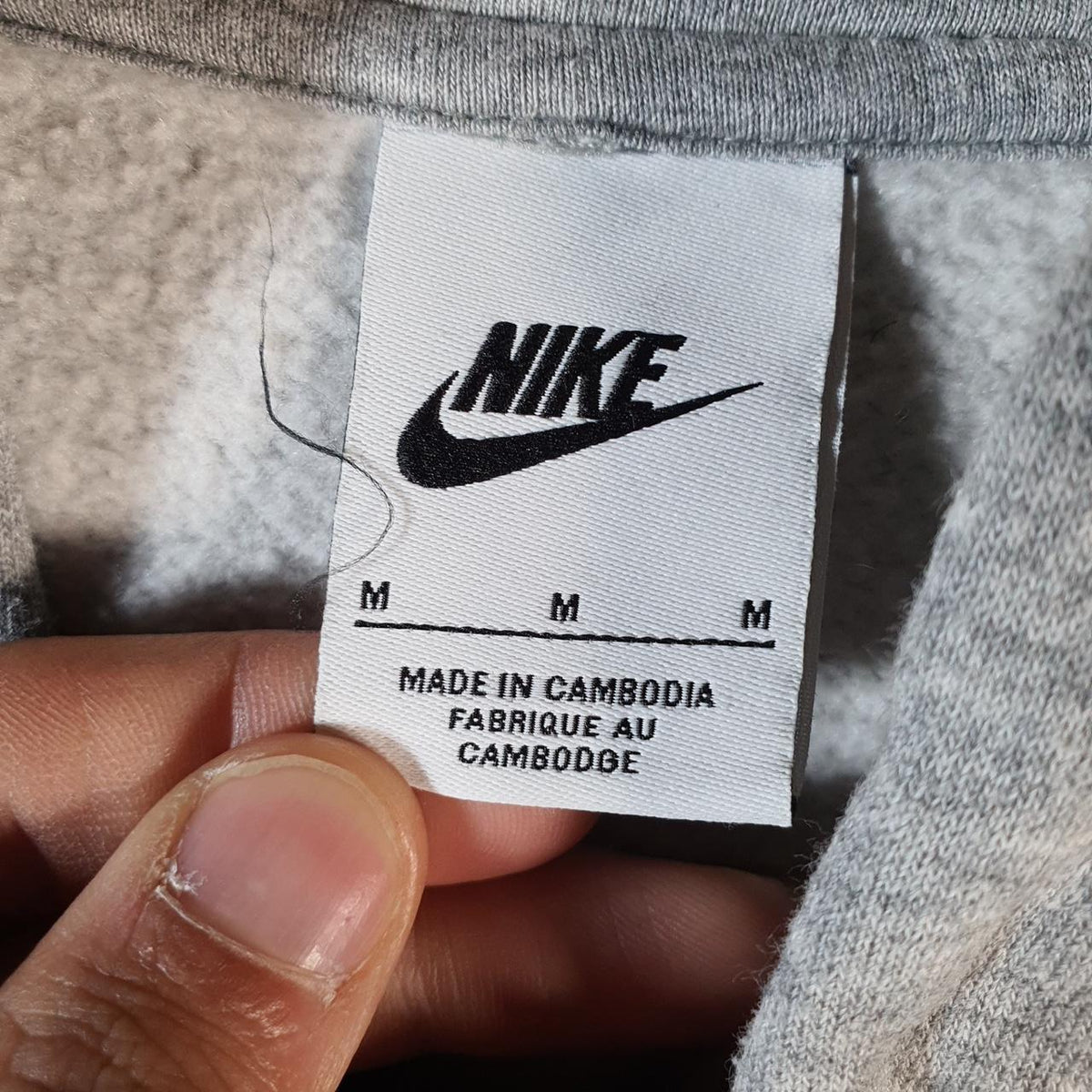 Vintage Nike Club Hoodie Womens Medium Grey Centre Swoosh Y2K Pullover Logo