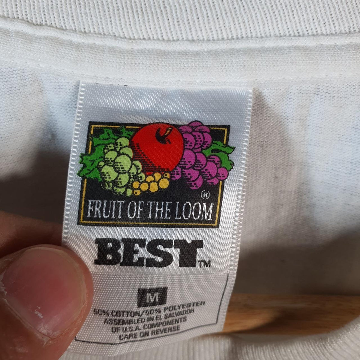 Vintage Fruit of the Loom Cheer USA 90s Graphic Single Stitch T Shirt Men’s Medium White C9470