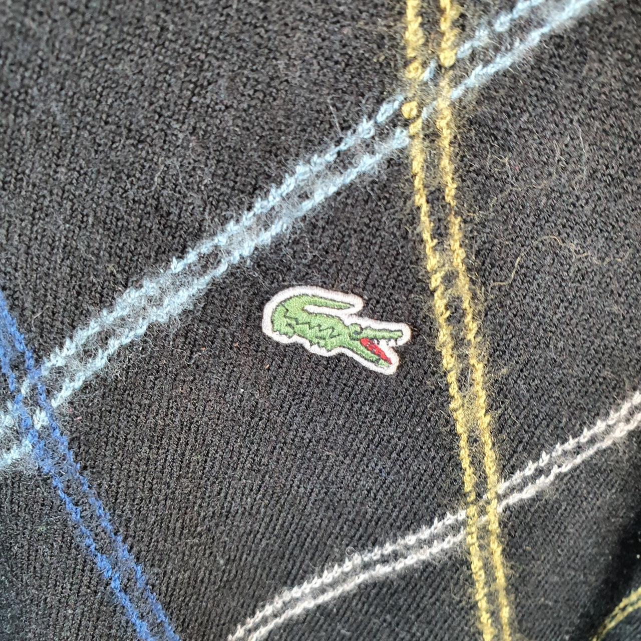 Vintage Lacoste Knit Sweater Mens Large Black Y2K Jumper Logo