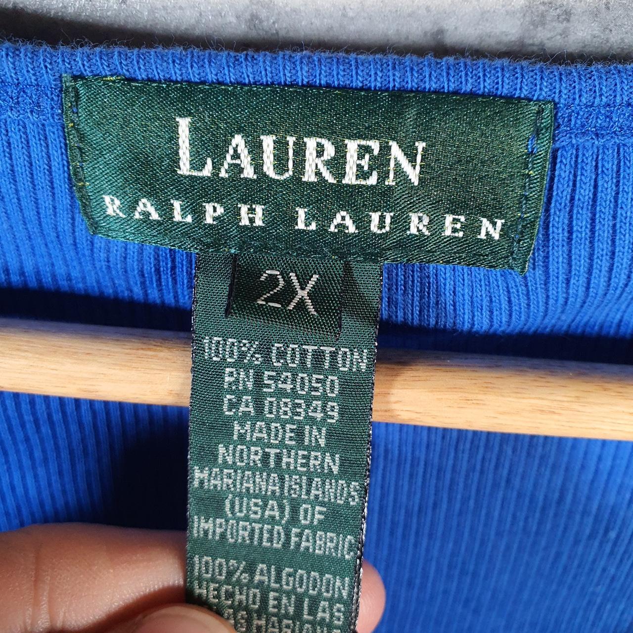 Vintage Ralph Lauren Polo Knit Sweater Womens 2XL Blue Cotton Pullover