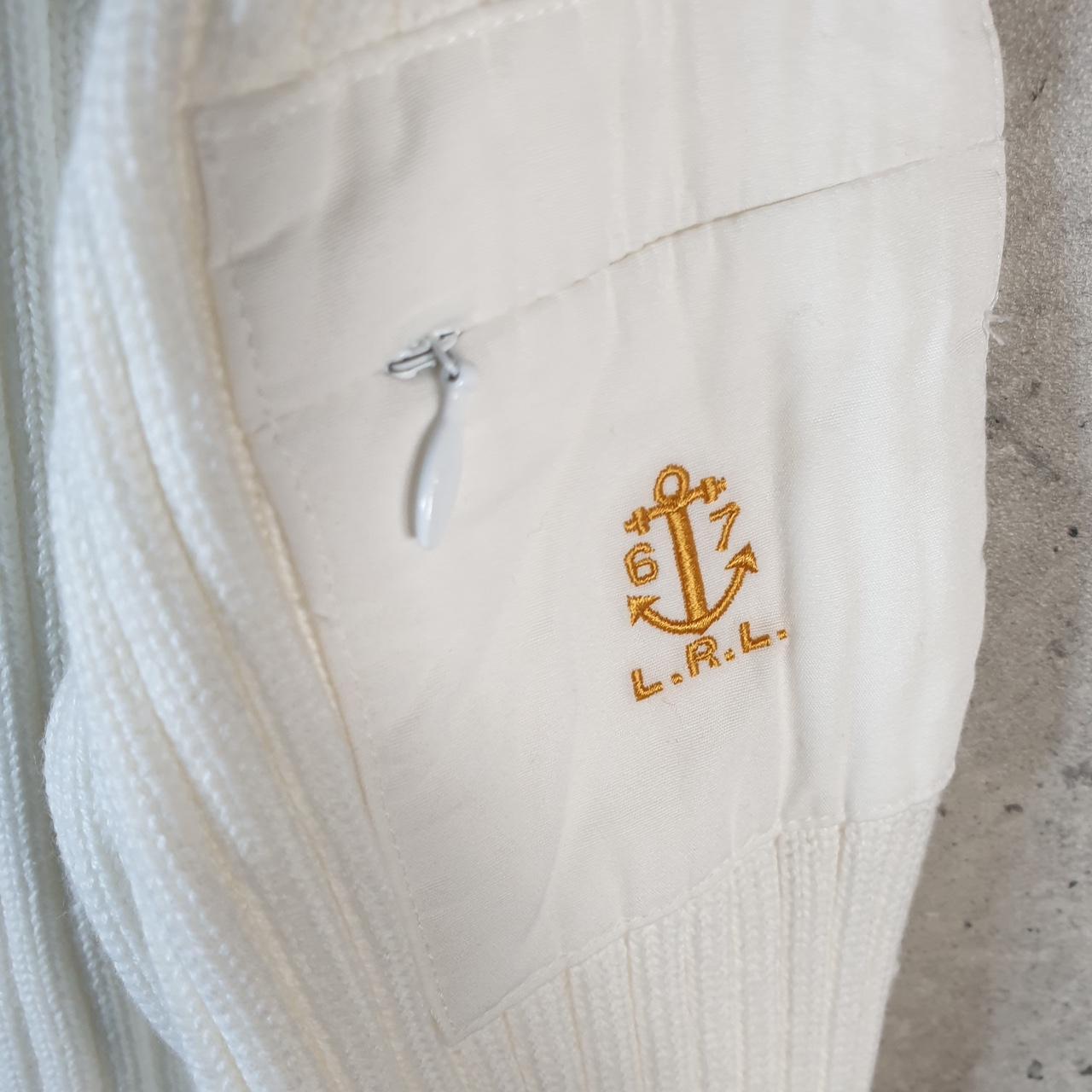 Vintage Ralph Lauren Polo Cable Knit Sweatshirt Womens Medium White Pony