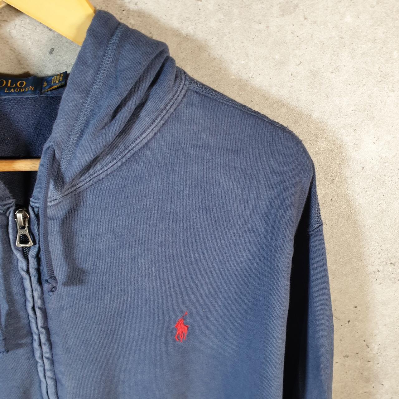 Vintage Ralph Lauren Polo Heavyweight Hoodie Men’s Large Blue Cotton Full Zip Pony