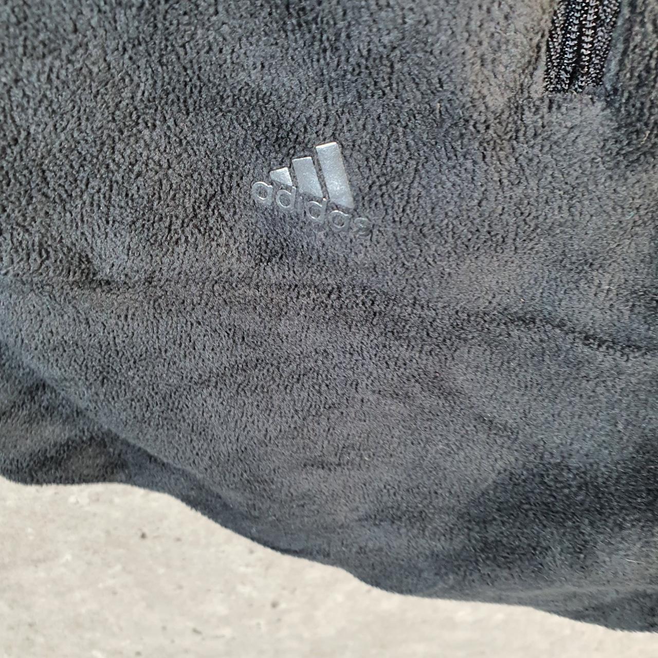 Vintage Adidas Climawarm Full Zip Fleece Hoodie Womens Large Black Spellout Logo Winter