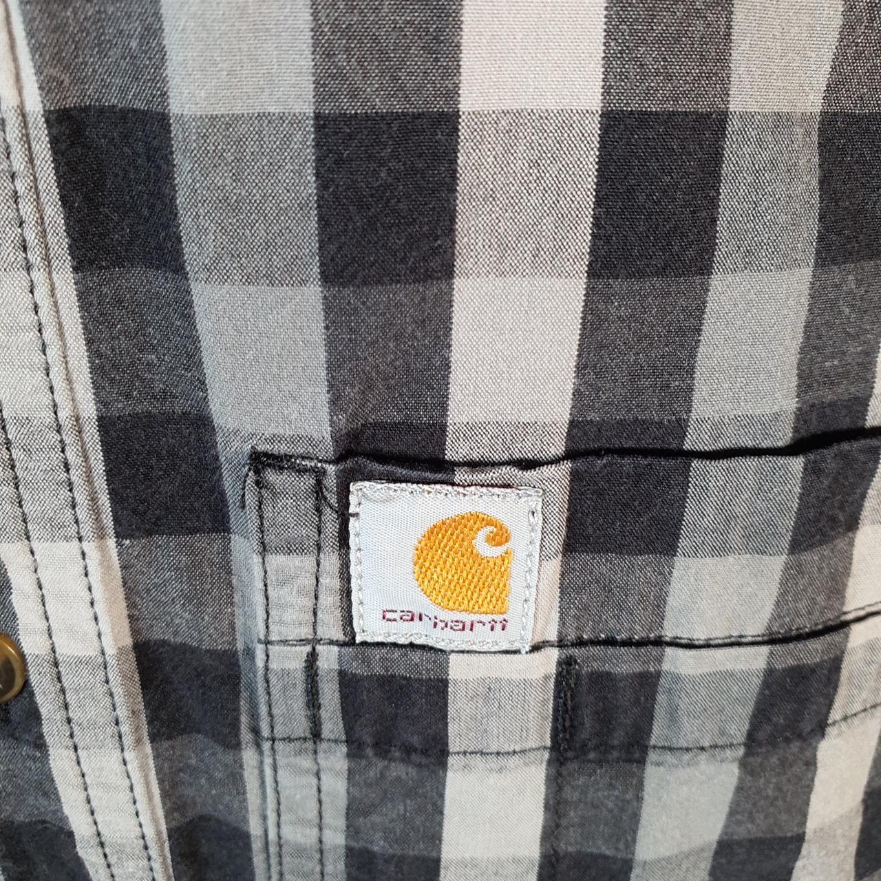 Vintage Carhartt Shirt Button Down Mens Small Grey Checkered Chore Utility Relaxed - Big Fish Vintage