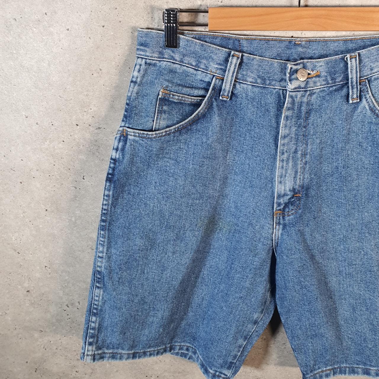 Vintage Wrangler Denim Shorts Jorts Cargo Men’s W32 Relaxed Blue Baggy Cotton