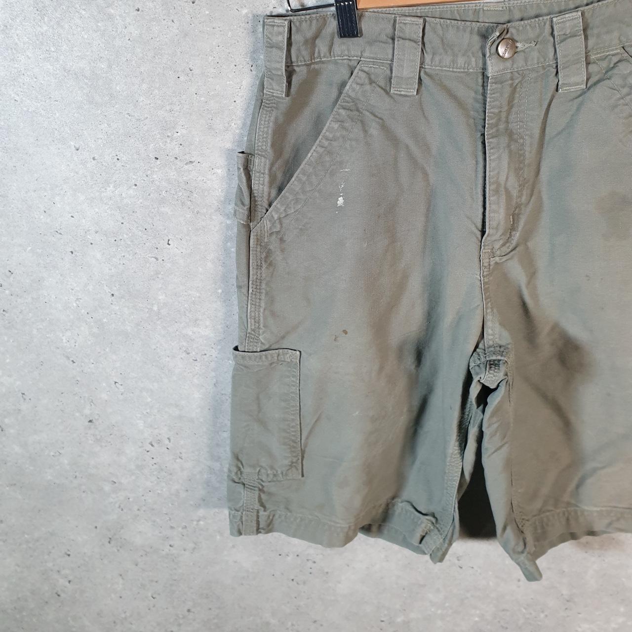 Vintage Carhartt Baggy Carpenter Shorts Jorts Cargo Men’s W30 Khaki Green Relaxed Fit Workwear