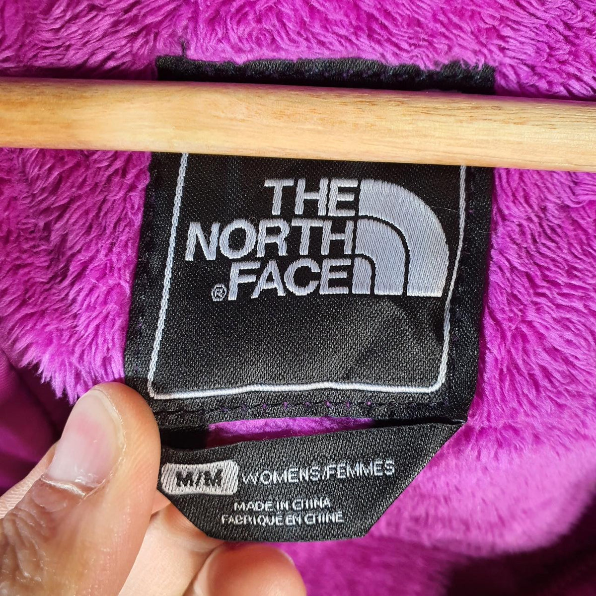 Vintage The North Face TNF Teddy Fleece Hoodie  Womens Medium Pink Full Zip Logo