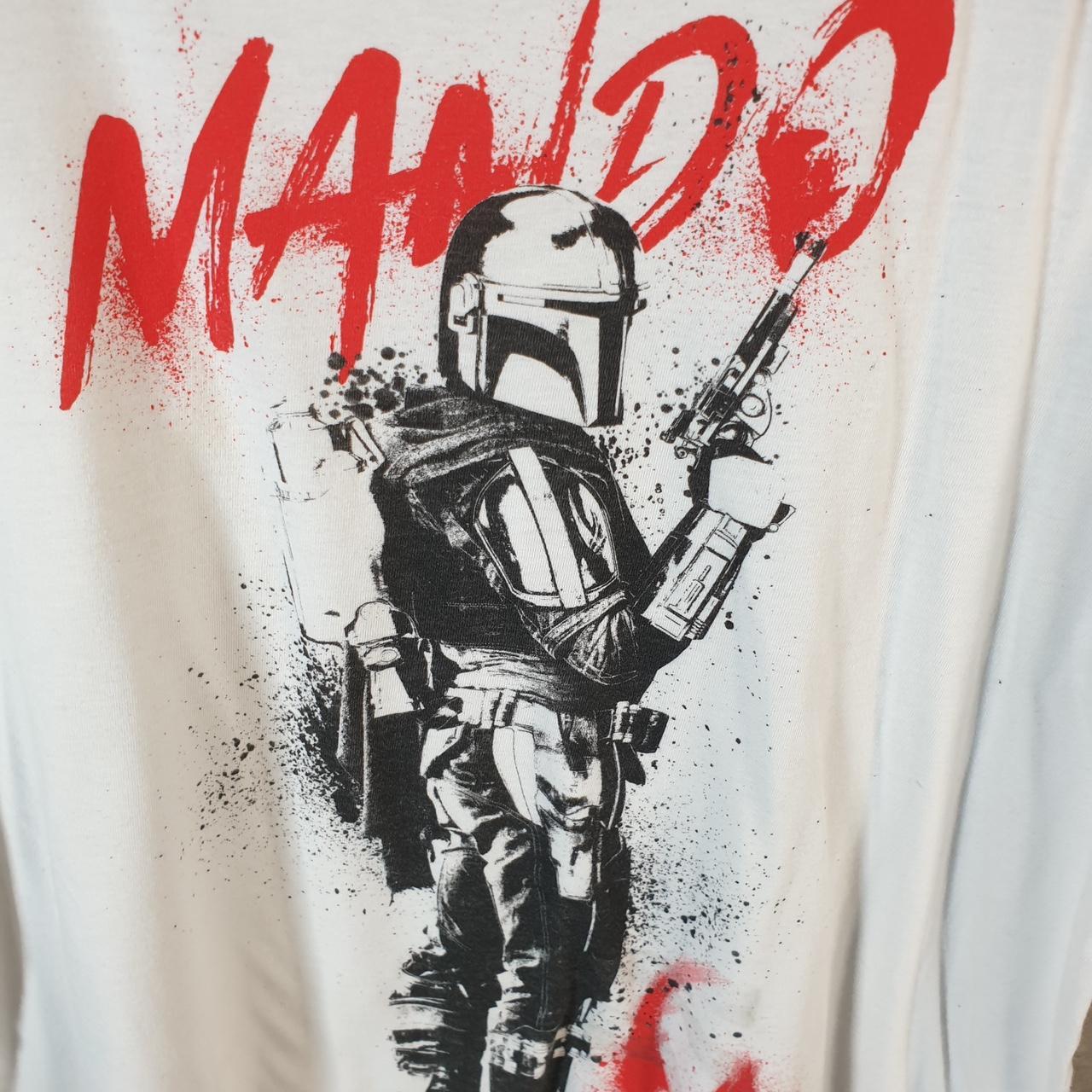 Vintage Star Wars Mando Mascara De Latex T Shirt Men’s Medium White Logo Graphic Spellout