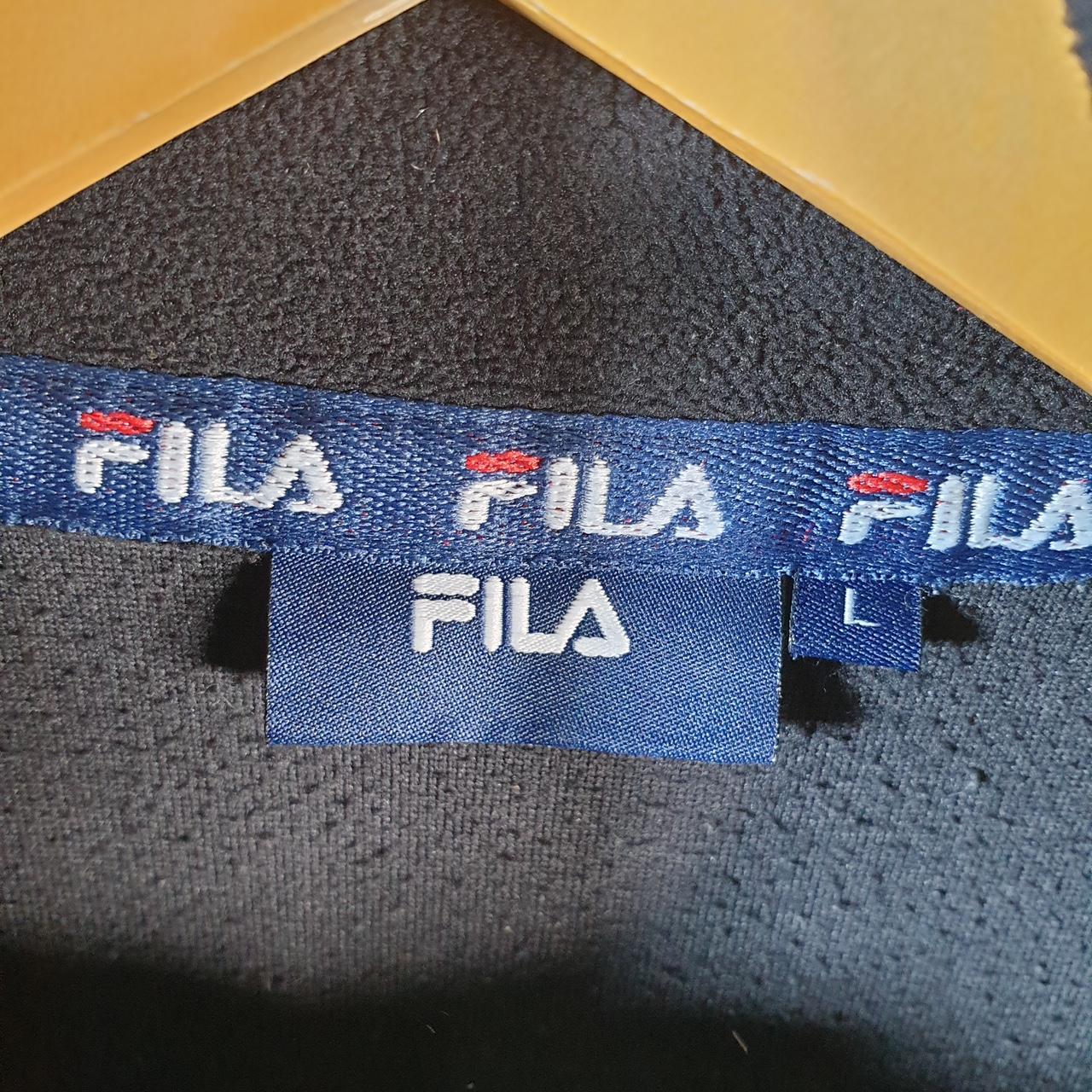 Vintage Fila Teddy Fleece Sweatshirt Womens Large 1/4 Zip Black Logo Winter