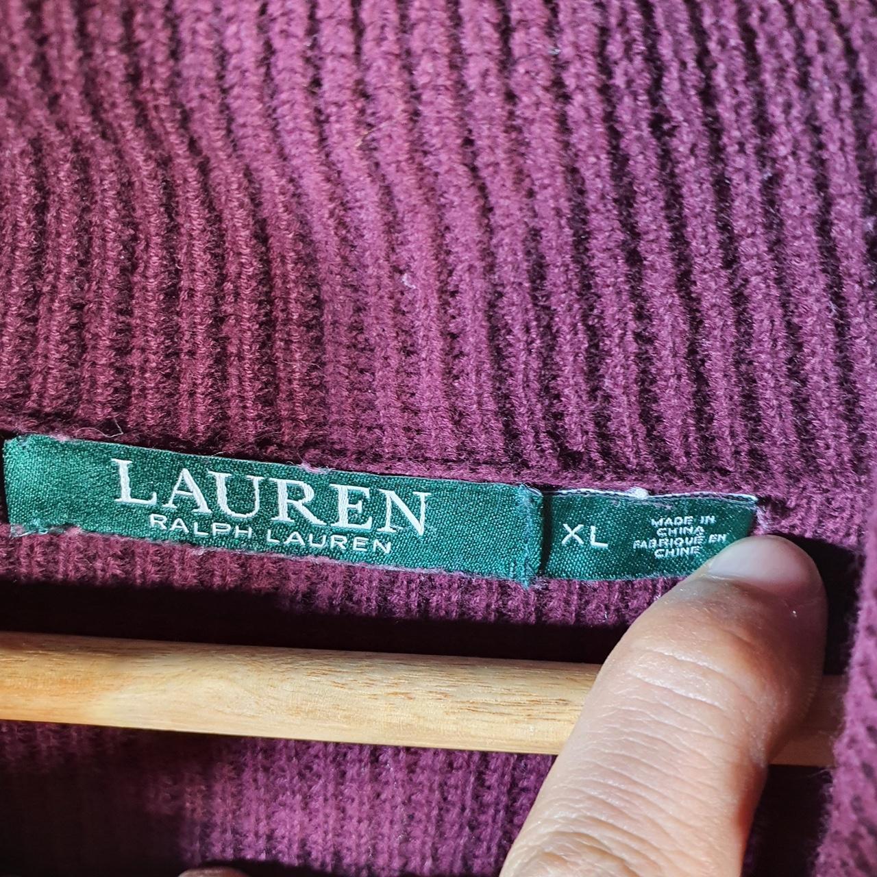 Vintage Ralph Lauren Polo Knit Sweater Womens XL Burgundy Cotton Pullover