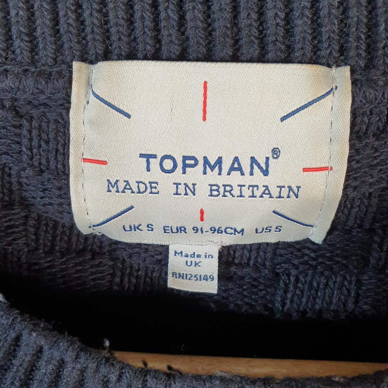 Vintage Topman Knit Sweater Men’s Small Navy Blue Y2K Pullover Casual