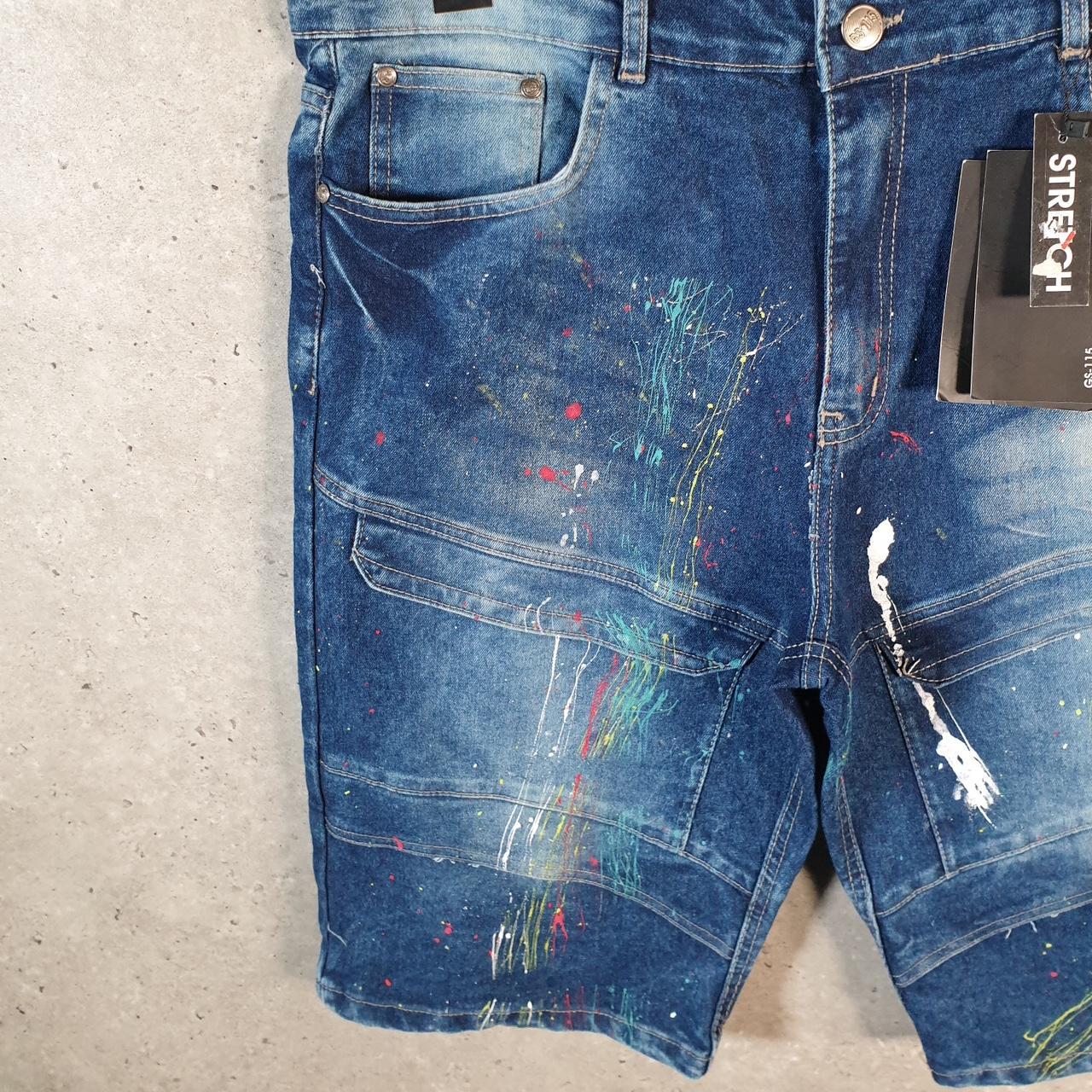 Vintage GS115 Baggy Y2K Hip Hop Jorts Shorts Mens W36 Blue Denim USA