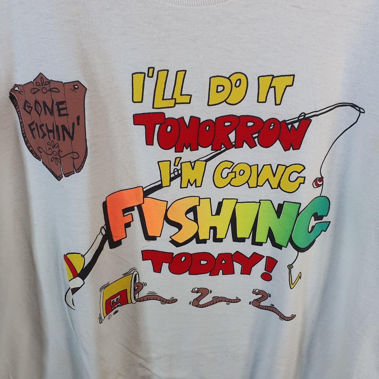 Vintage Centre Star Fishing USA Single Stitch T Shirt Men’s XL White