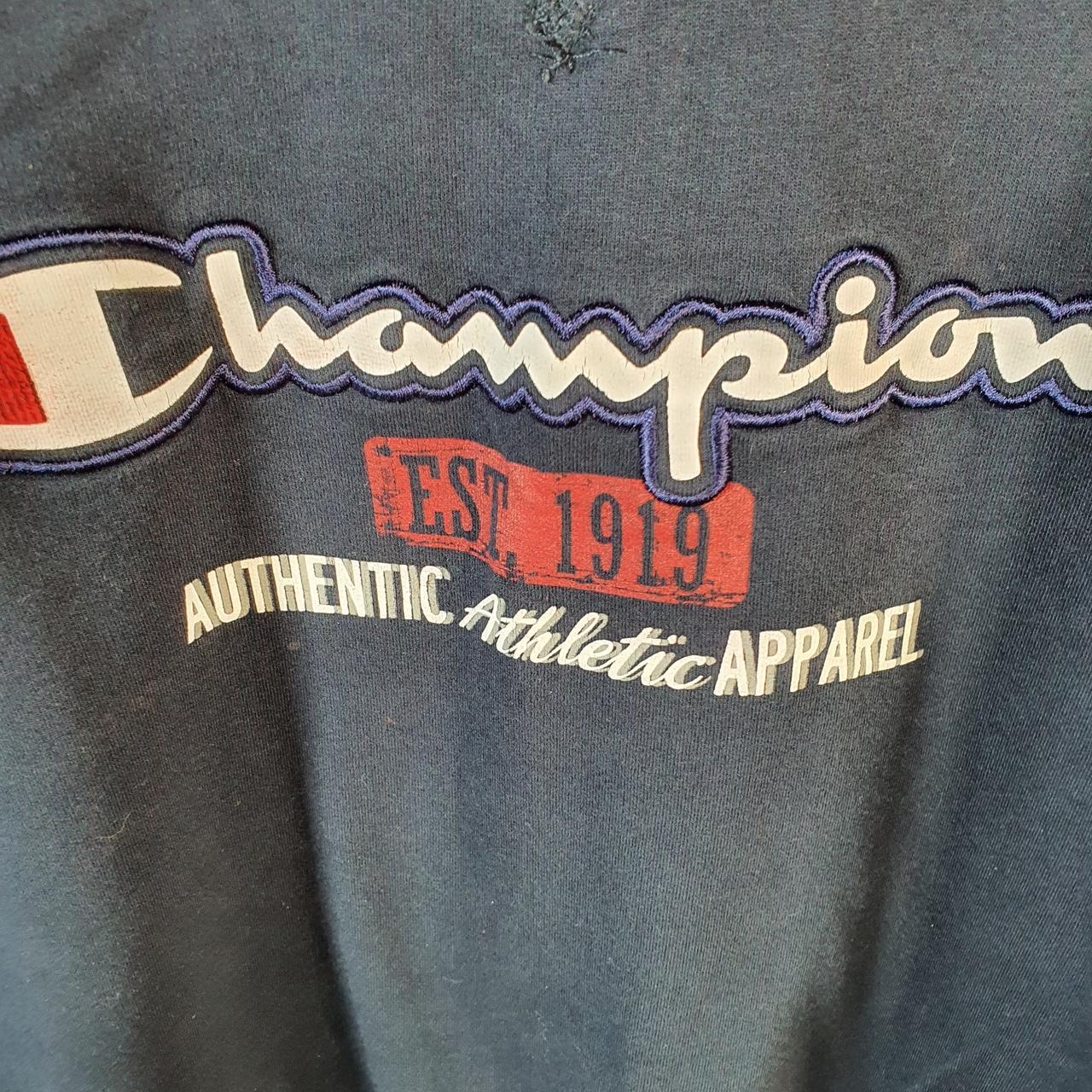 Vintage Champion Spellout Embroidered Sweatshirt Youth XL Navy Blue Pro Sport Pullover