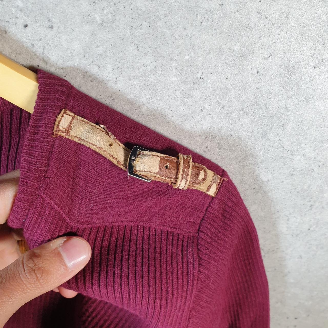 Vintage Ralph Lauren Polo Knit Sweater Womens Large Burgundy Cotton Pullover