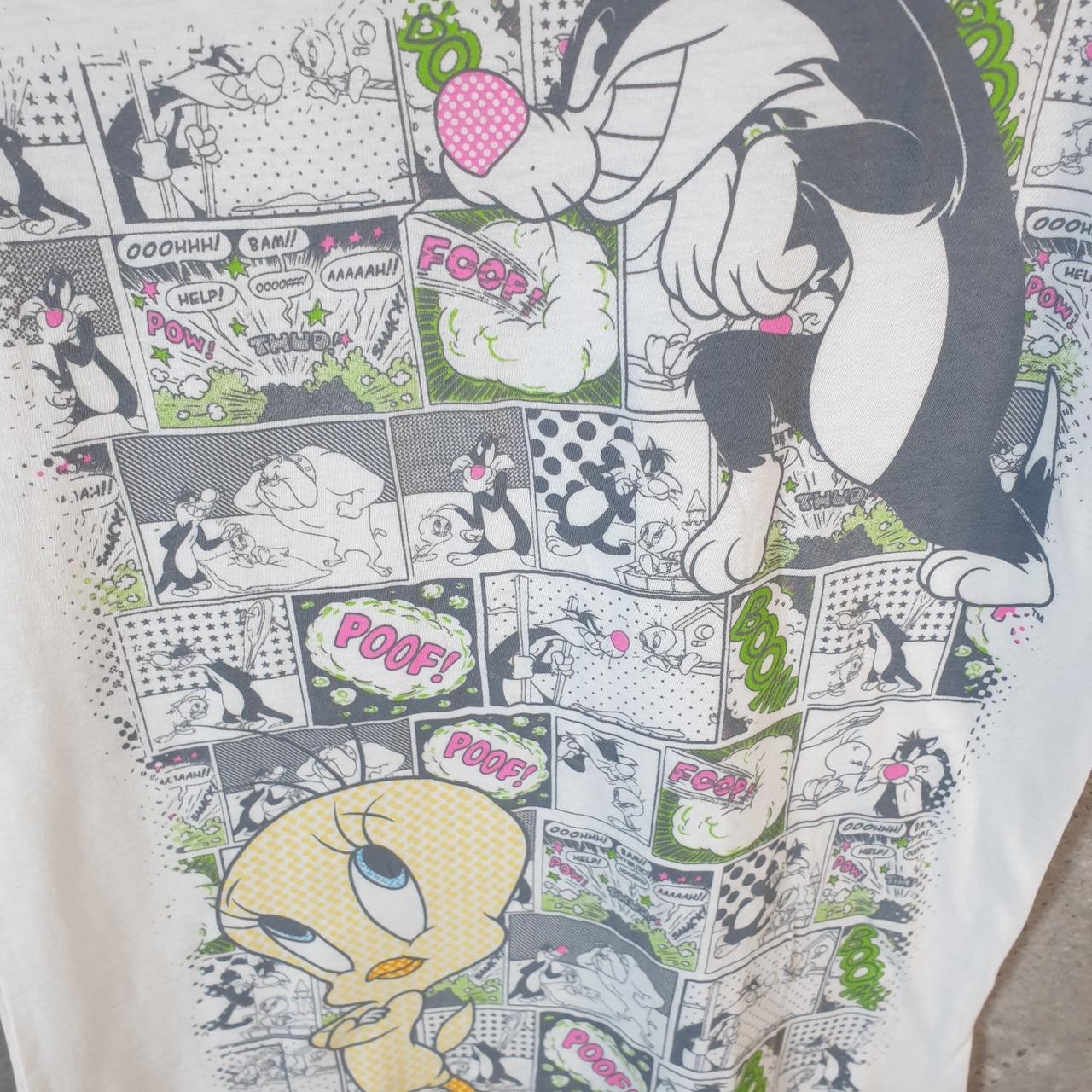 Vintage Looney Tunes Tweety & Sylvester 90s T Shirt Womens XL White Graphic