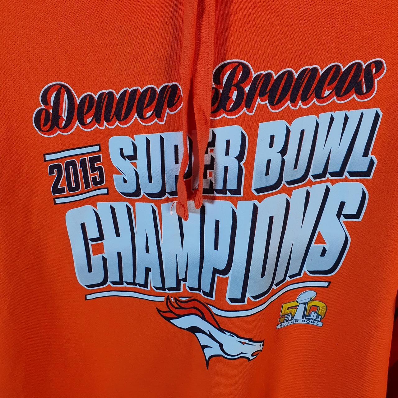 Vintage NFL 2015 Denver Broncos Hoodie Womens Large Orange Pullover USA Pro Sport
