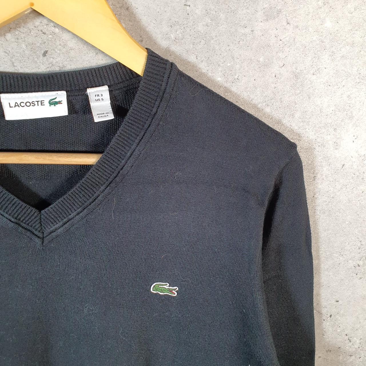 Vintage Lacoste Sweatshirt Men’s Small Black Pullover Logo Y2K Jumper Logo Casual