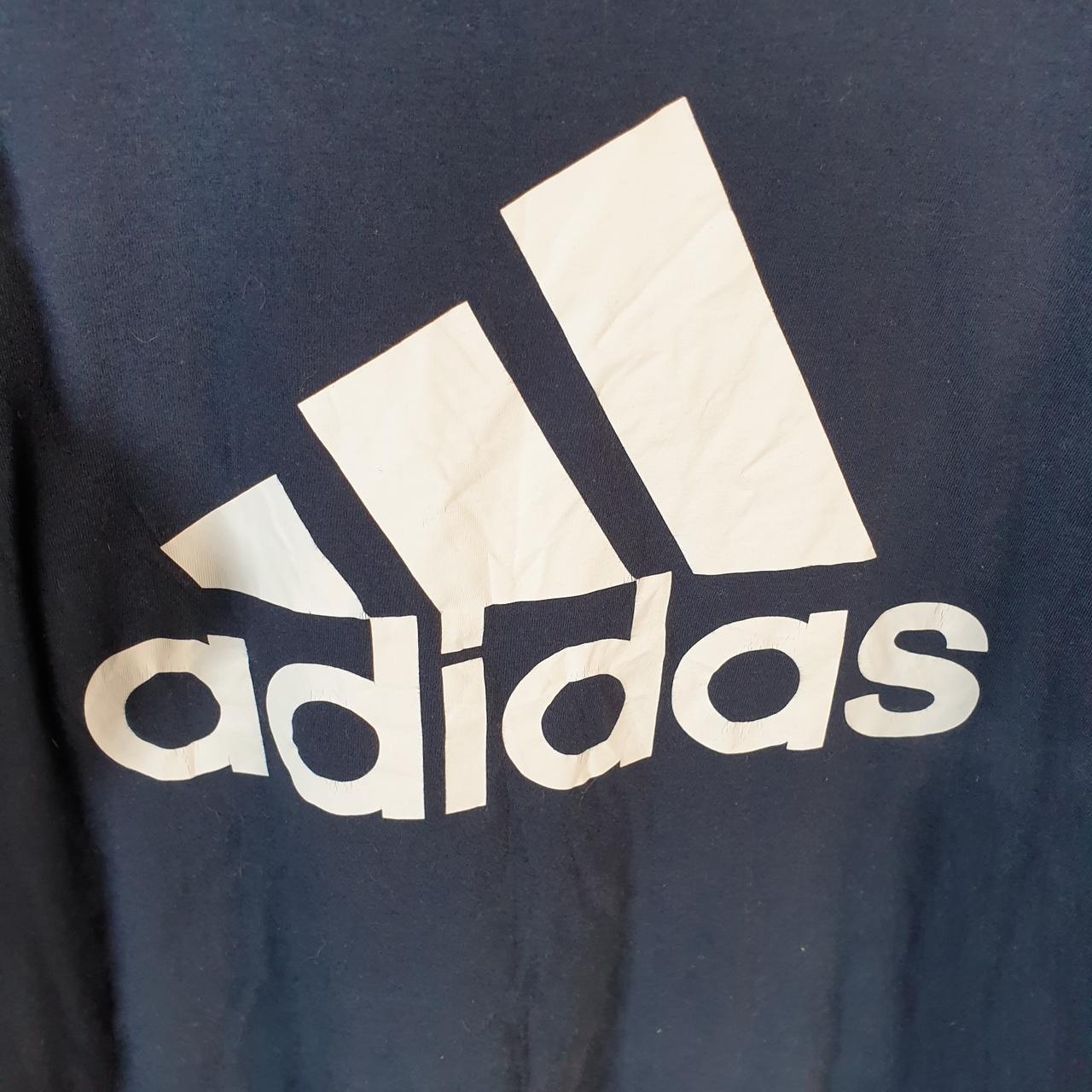 Vintage Adidas Amplifier T Shirt Men’s Small Navy Blue Three Stripes Athletic Logo