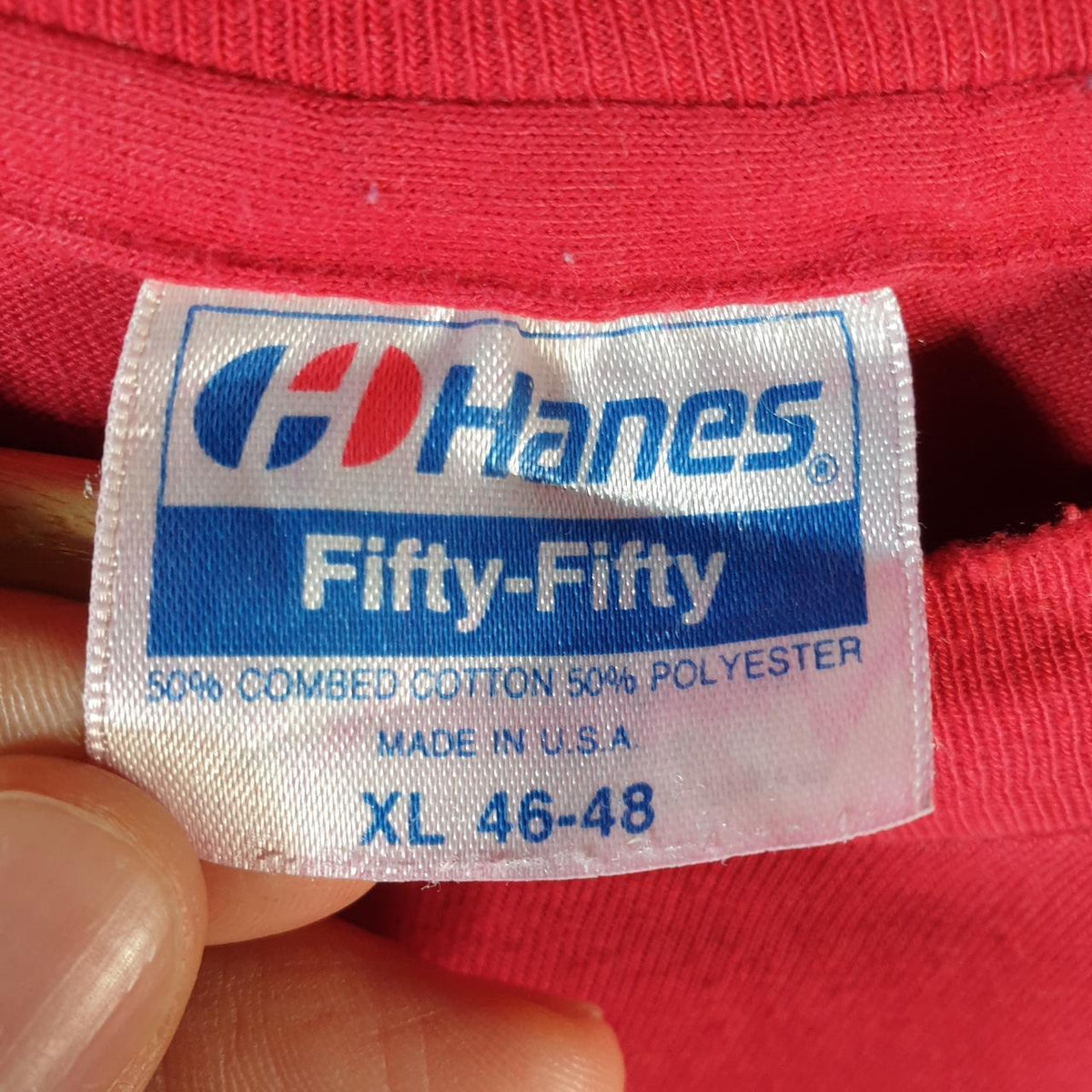 Vintage Hanes Calico House Hooksett 90s USA Single Stitch T Shirt Men’s XL Red C8394