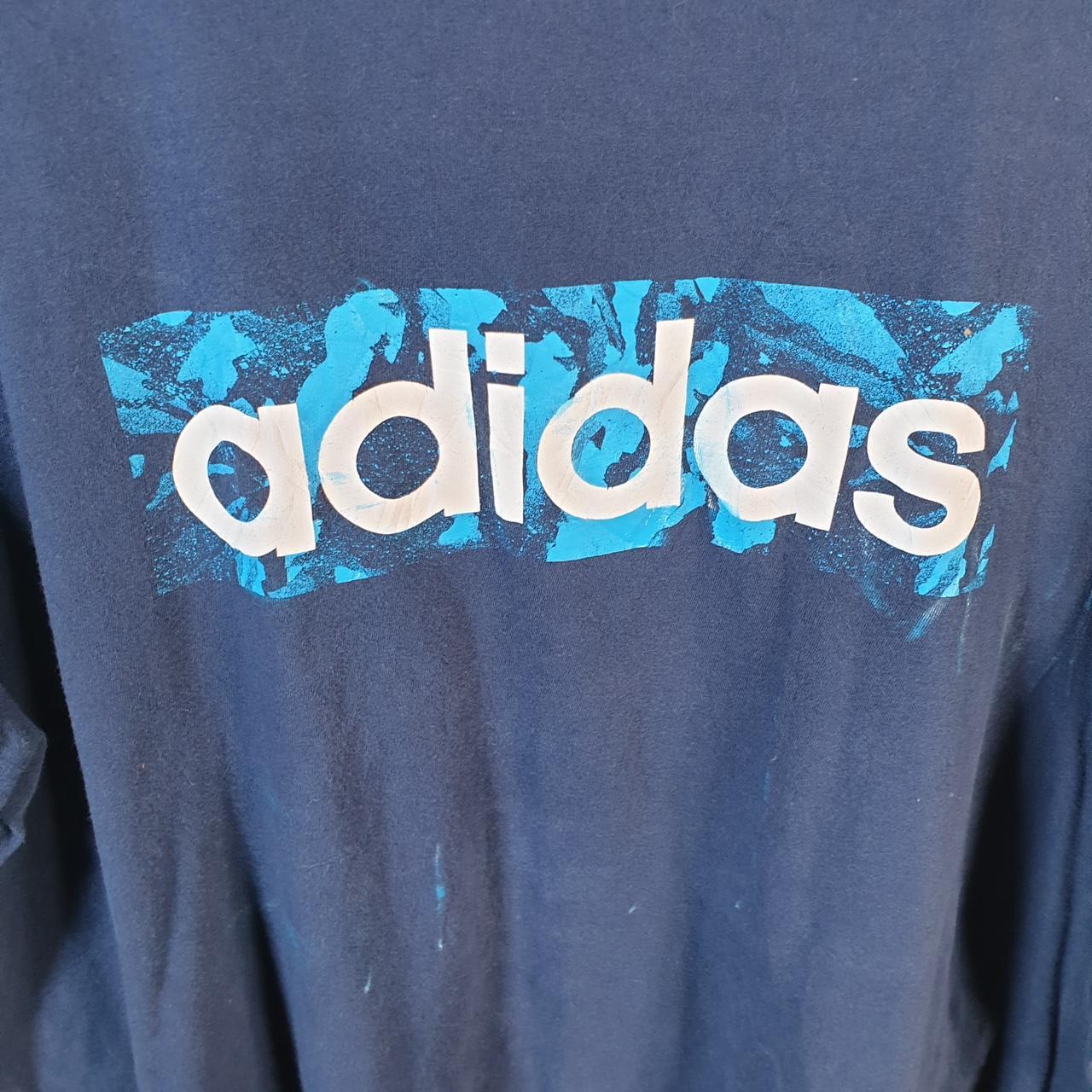 Vintage Adidas Spellout T Shirt Men’s XL Navy Blue Three Stripes Athletic