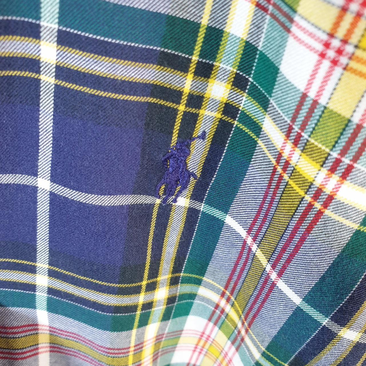 Vintage Ralph Lauren Button Down Shirt Men’s Large Yellow Checkered Blake Fit Pony