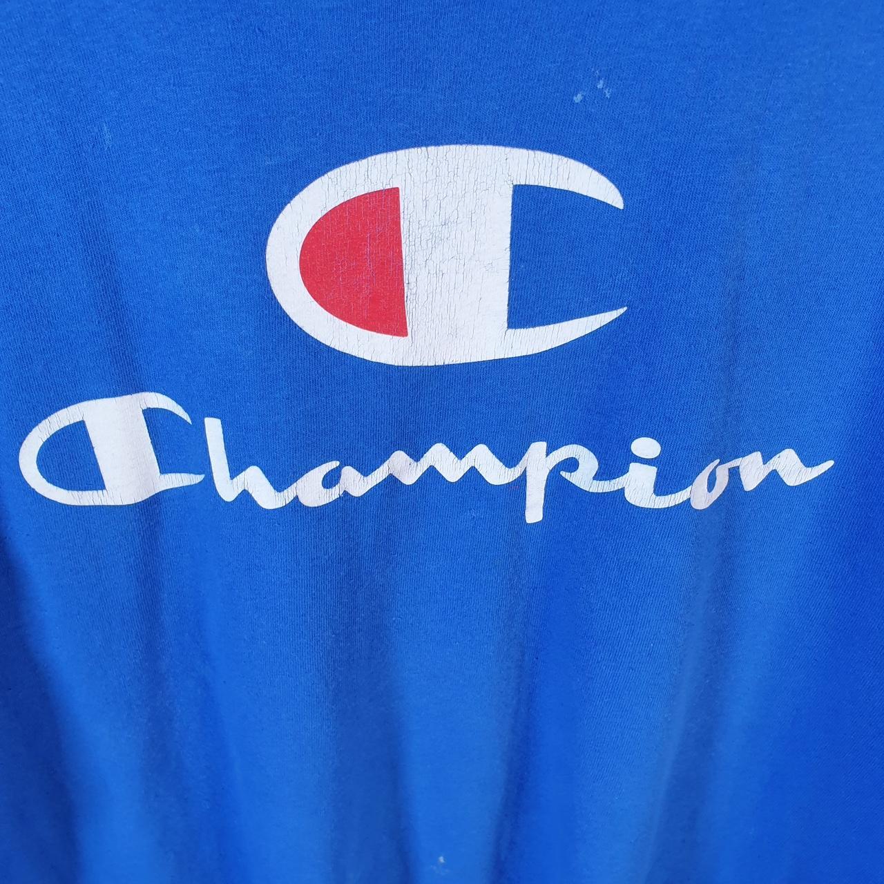 Vintage Champion Spellout T Shirt Men’s XL Blue USA Athletic