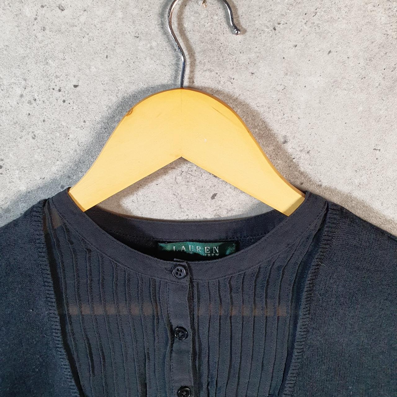 Vintage Ralph Lauren Polo Knit Sweater Womens Medium Black Cotton Pullover