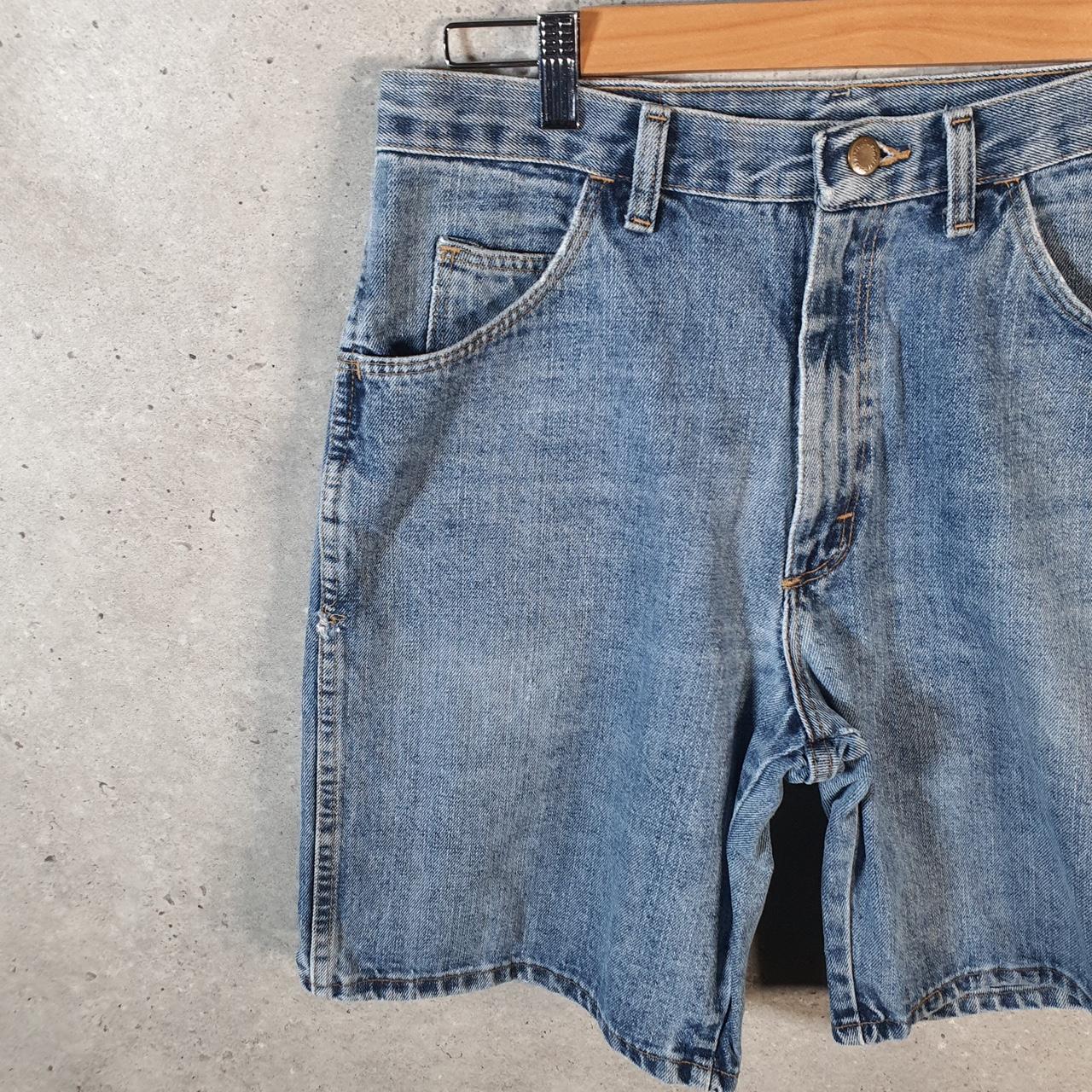 Vintage Wrangler Denim Shorts Jorts Cargo Men’s W30 Relaxed Blue Baggy Cotton