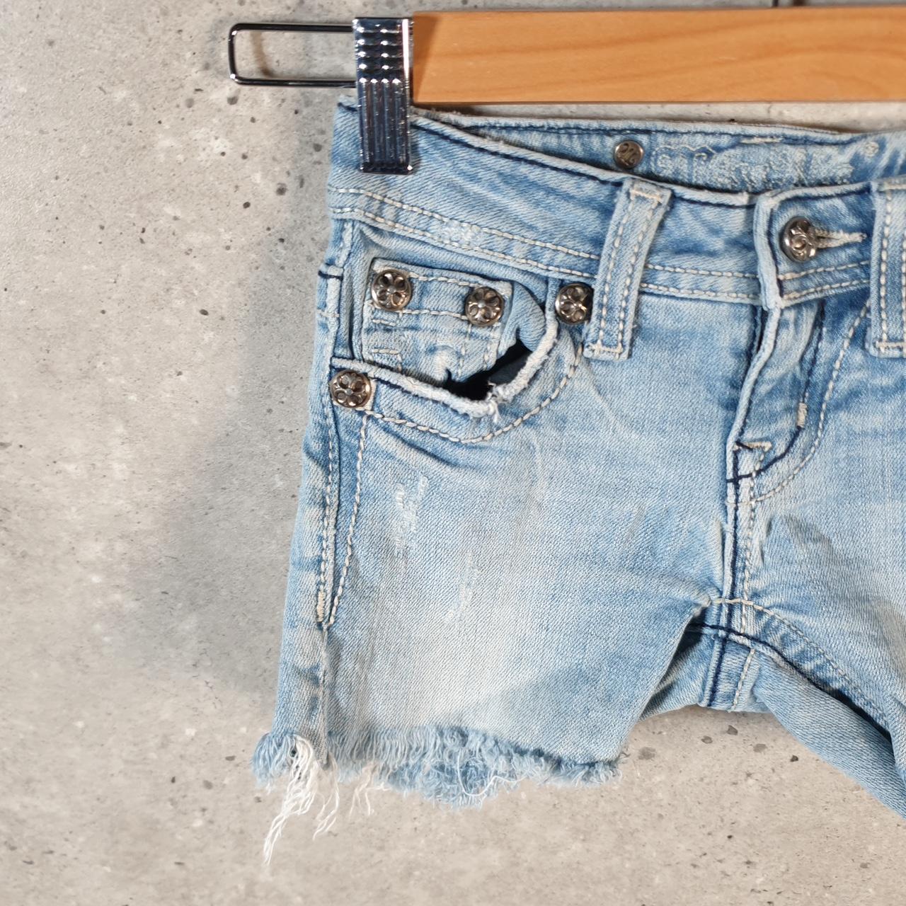 Vintage Miss Me Baggy Y2K Hip Hop Jeans Shorts Jorts Kids Girl Age 10 Blue Denim Low Rise