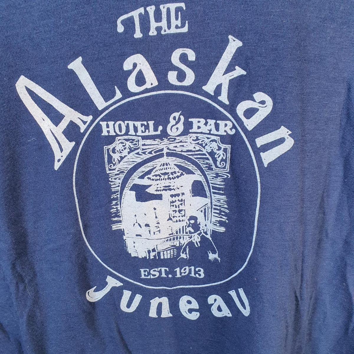Vintage Oneita Alaska Graphic Single Stitch T Shirt Men’s Medium Blue Big Fish Vintage