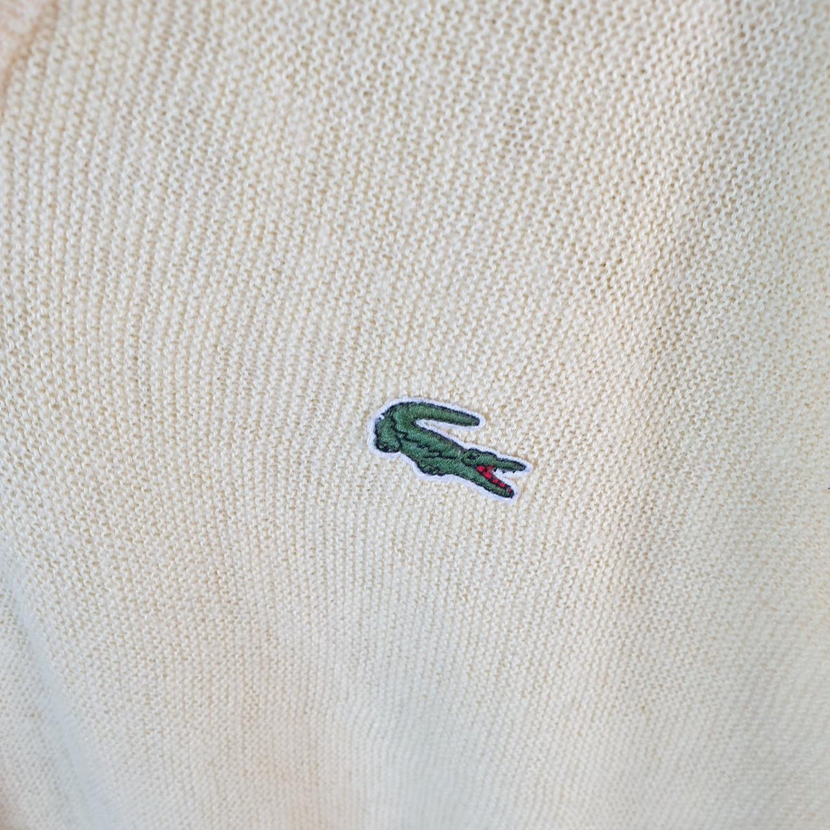 Vintage Izod Lacoste Knit Sweater Mens Small Yellow Y2K Jumper Logo