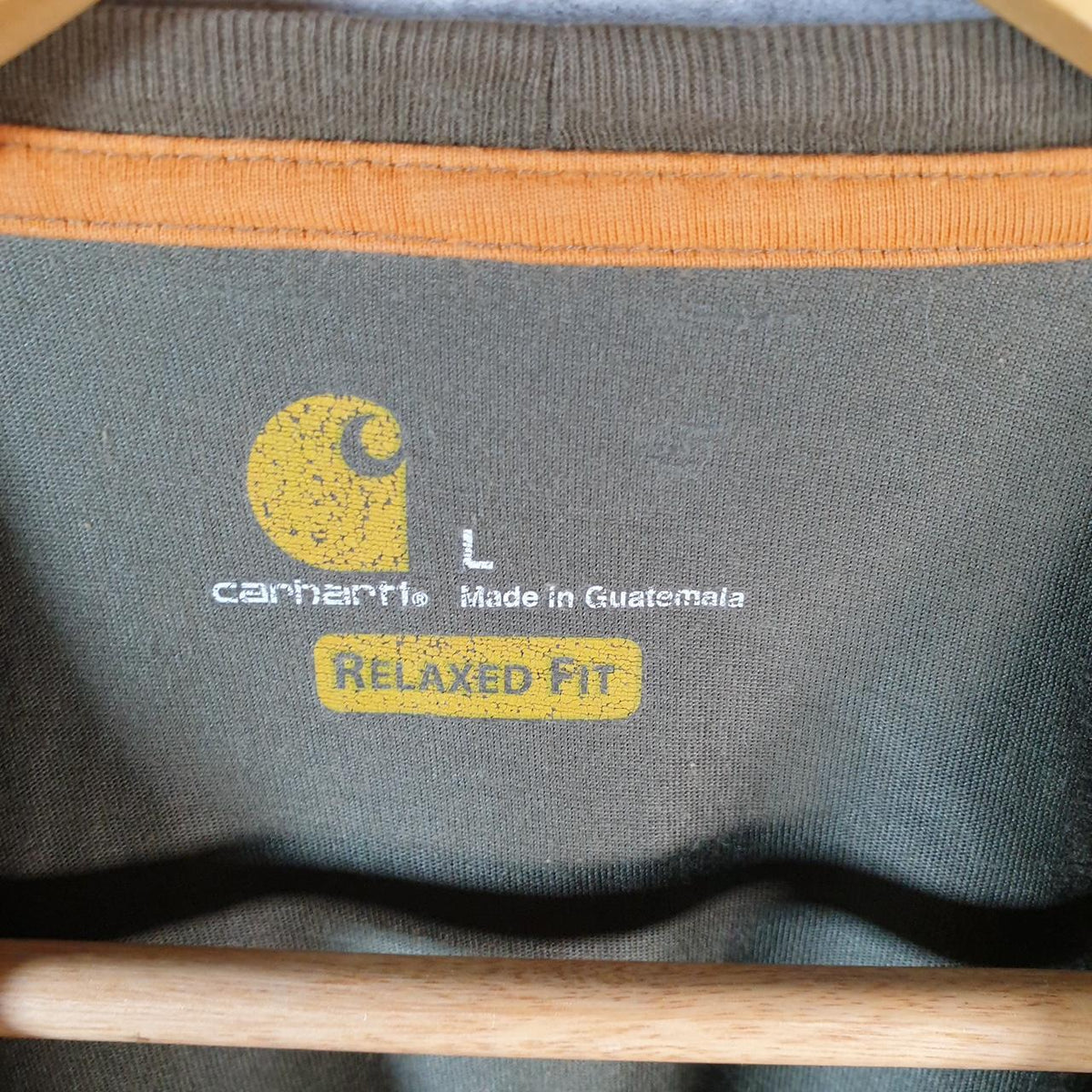 Vintage Carhartt Pocket T Shirt Men’s Large Khaki Green Workwear Chore Utility Relaxed Fit C9315
