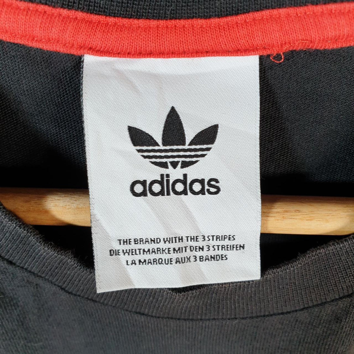 Vintage Adidas Spellout Trefoil Retro T Shirt Mens Medium Black Logo Athletic